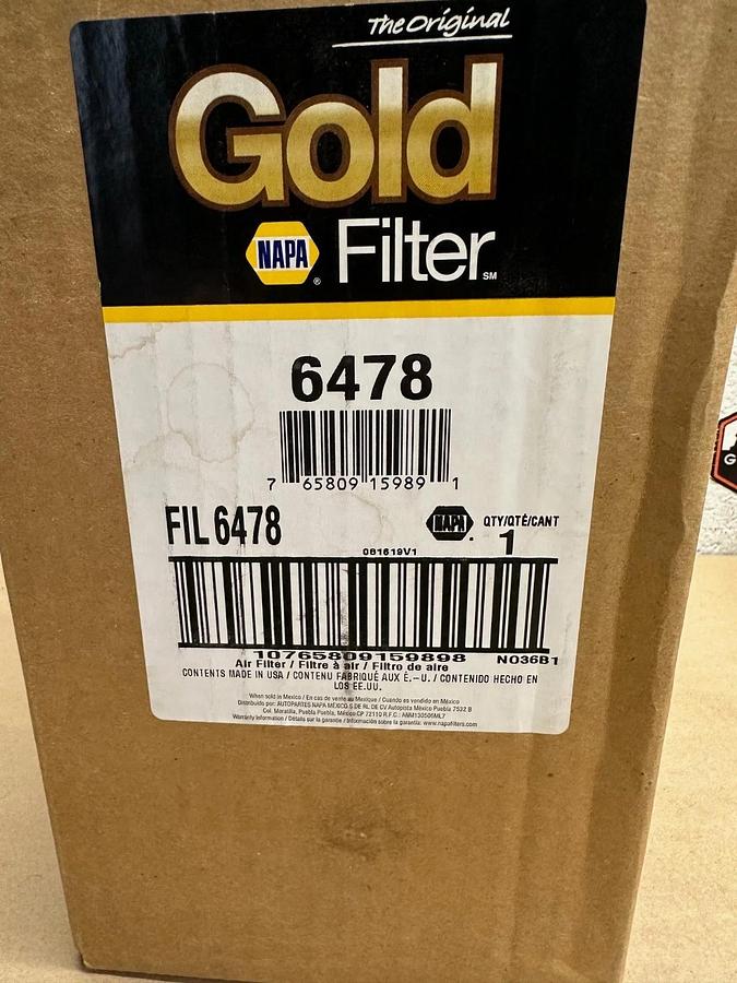 Used NAPA 6478 Gold Air Filter *FACTORY SEALED*