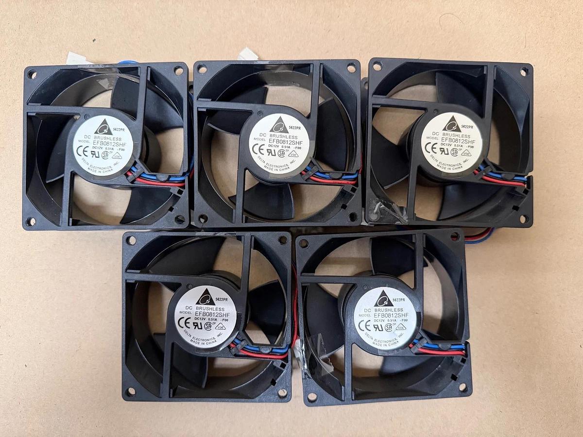 Used Delta Electronics EFB0812SHF Computer Case Cooling Fan - Lot of 5