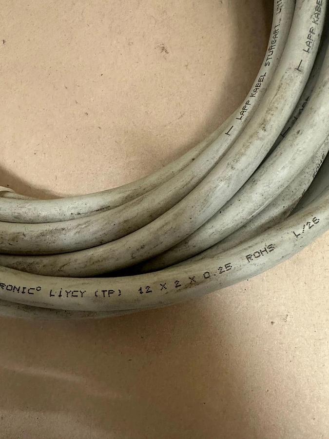 Used Lapp Kabel Stuttgart 12x2x0.25 Unitronic Liycy TP w/ Male 25 Pin Connector