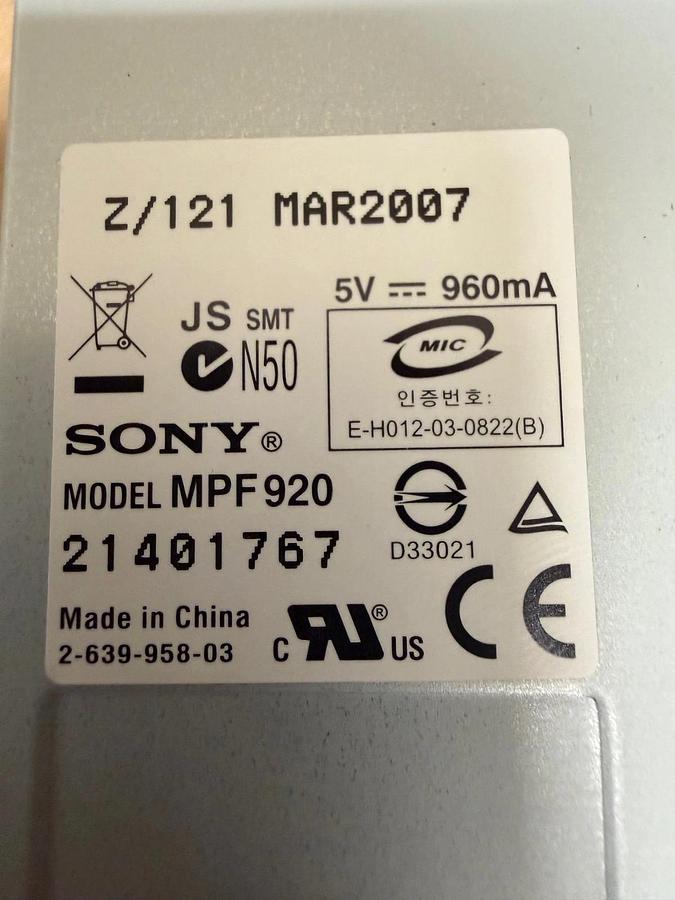 Used Sony MPF920 Floppy Drive
