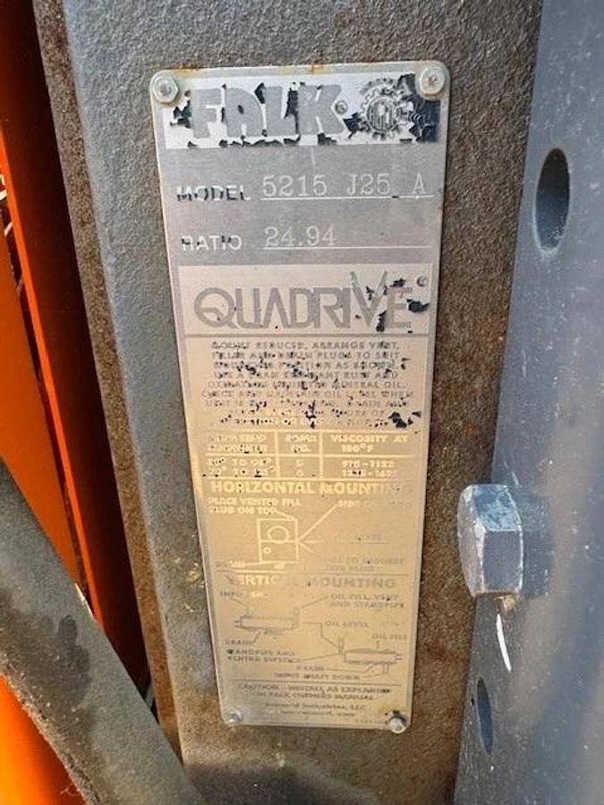 Used 32' Industrial Screw Conveyor, 16” Screw, 17” Trough, 10Hp Motor 24.94:1 Gearbox