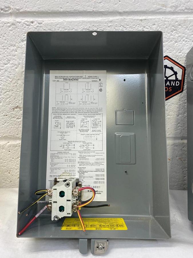 Used Allen Bradley 500-BAD940 Series B Nema Type 1 Enclosure Contactor Size 1