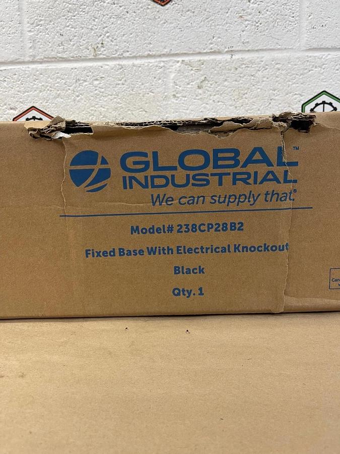 Global Industrial 238CP28B2 Fixed Base With Electrical Knockout, Black