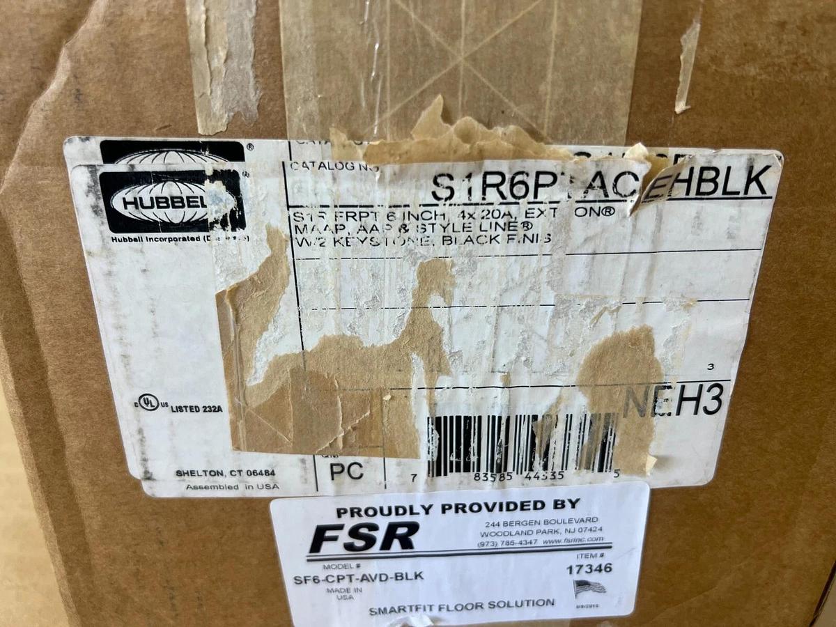Used Hubbell S1R6PTACEHBLK 6” 4x20A Fire Rated Poke Through Series