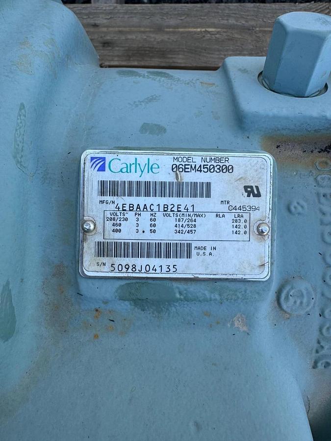 Used Carlyle 06450300 Semi-Hermetic Compressor, 15 Hp, 208-230/460V, 3 Ph