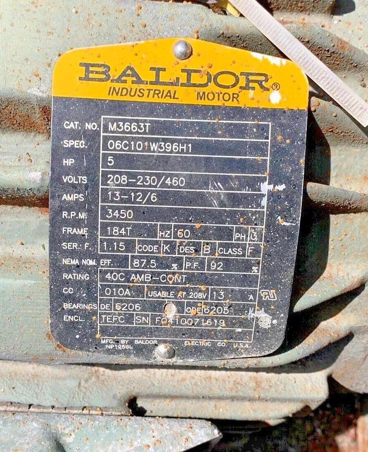 Used New York Blower (NYB) Size 15 ACF Fan, 2600 CFM @ 8" SP  w/ Baldor 5HP Motor