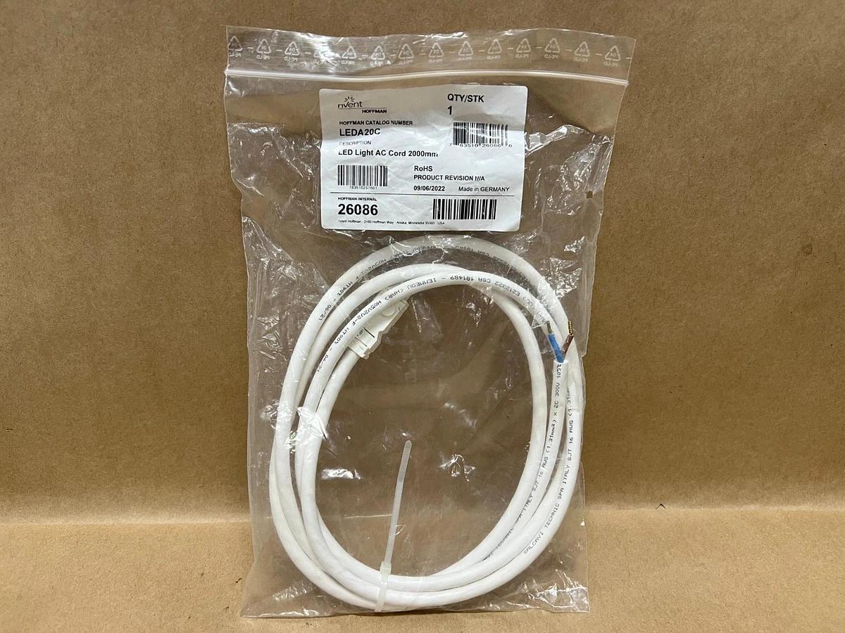 Used Nvent Hoffman LEDA20C LED Light AC Cord, 2000mm