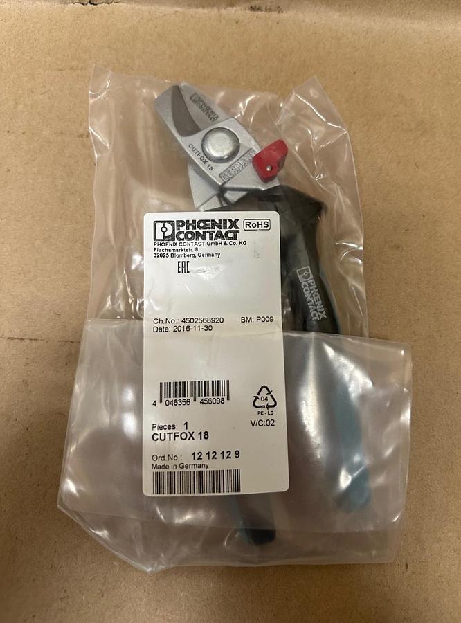 Used Phoenix Contact CUTFOX 18 Cutting Tool *FACTORY SEALED*