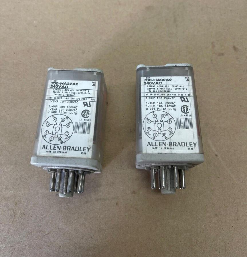 Used Allen-Bradley 700-HA32A2 Relay, Series A, 240 VAC, B 300 Pilot Duty - Lot of 2