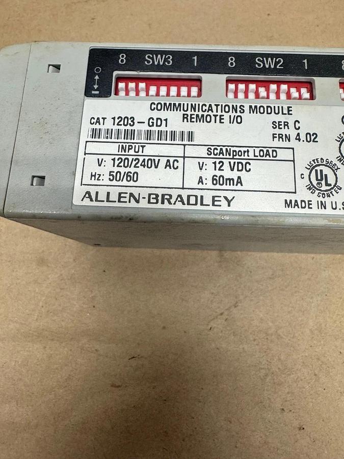 Used Allen Bradley 1203-GD1 Communications Module, Remote I/O, Series C