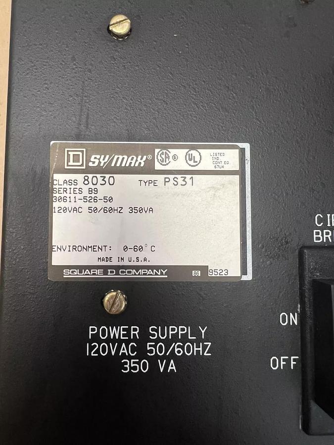 Used Square D PS31 120VAC SY/MAX Power Supply, Class 8030, Ser. B9