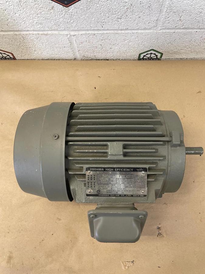Used Toshiba B0014FLFAOZ 3-Ph Induction Motor 230/460V 2.9/1.45A, 1Hp 4 Pole 1745RPM