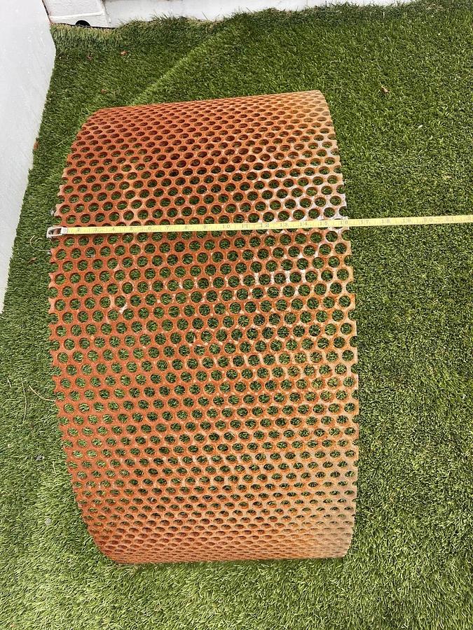 Used HammerMill Screens 5/8” Hole Diam, W:16.50”, L:58.50”, 3 Gauge Steel, 1/4” Thick