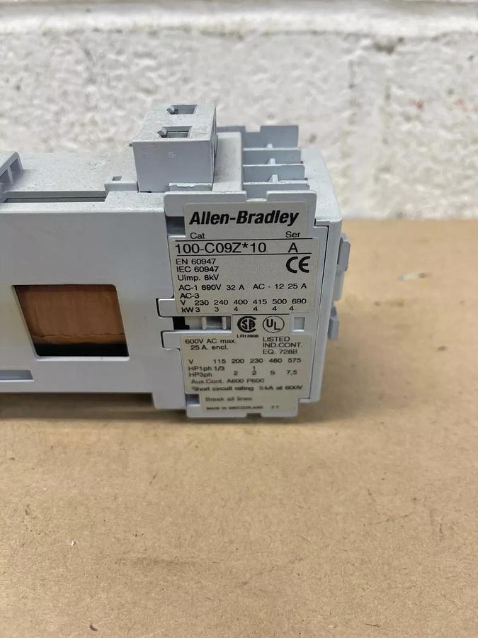 Used Allen-Bradley 100-C09Z*10 Contactor Series A, 600 V, 25 A - Lot of 3