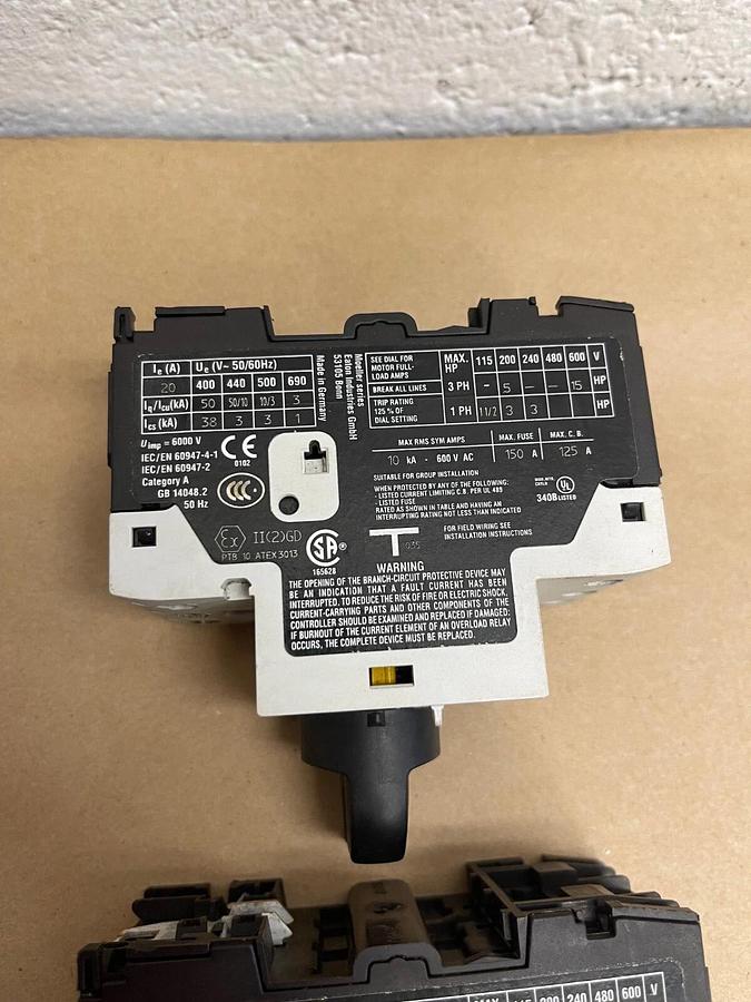 Used Eaton PKZM0-20 Motor Circuit Breaker, 3 Pole - Lot of 2