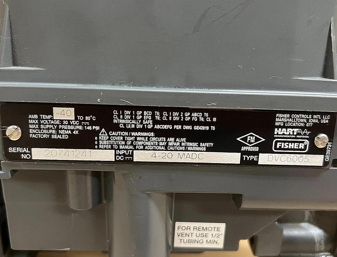 Used Fisher Controls DVC6005 Fieldvue Digital Valve Controller