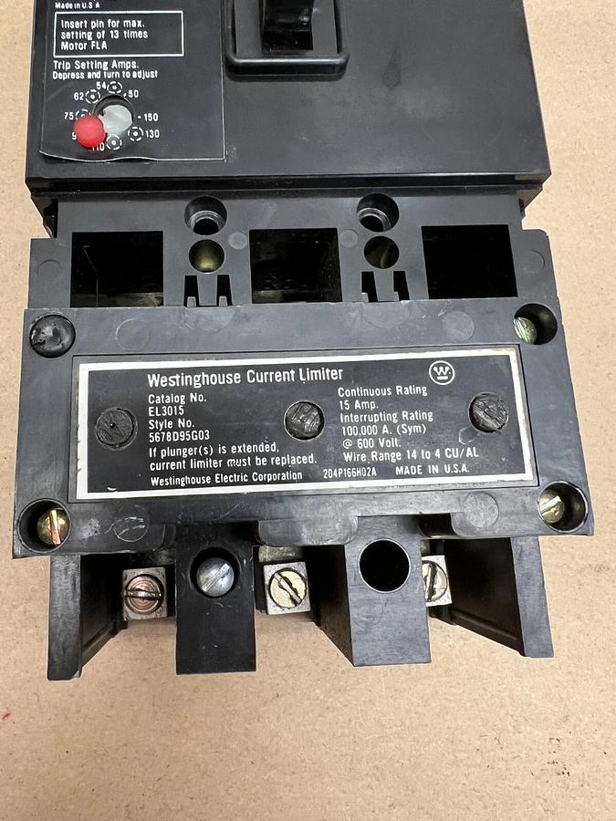Used Westinghouse MCP03150 Motor Circuit Protector 3P, 600VAC, 15A