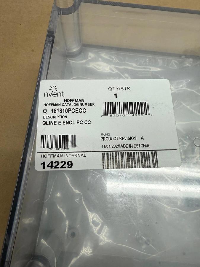 Used Nvent Hoffman 181810PCECC Polycarbonate Terminal Box, Clear Cover *NEW*