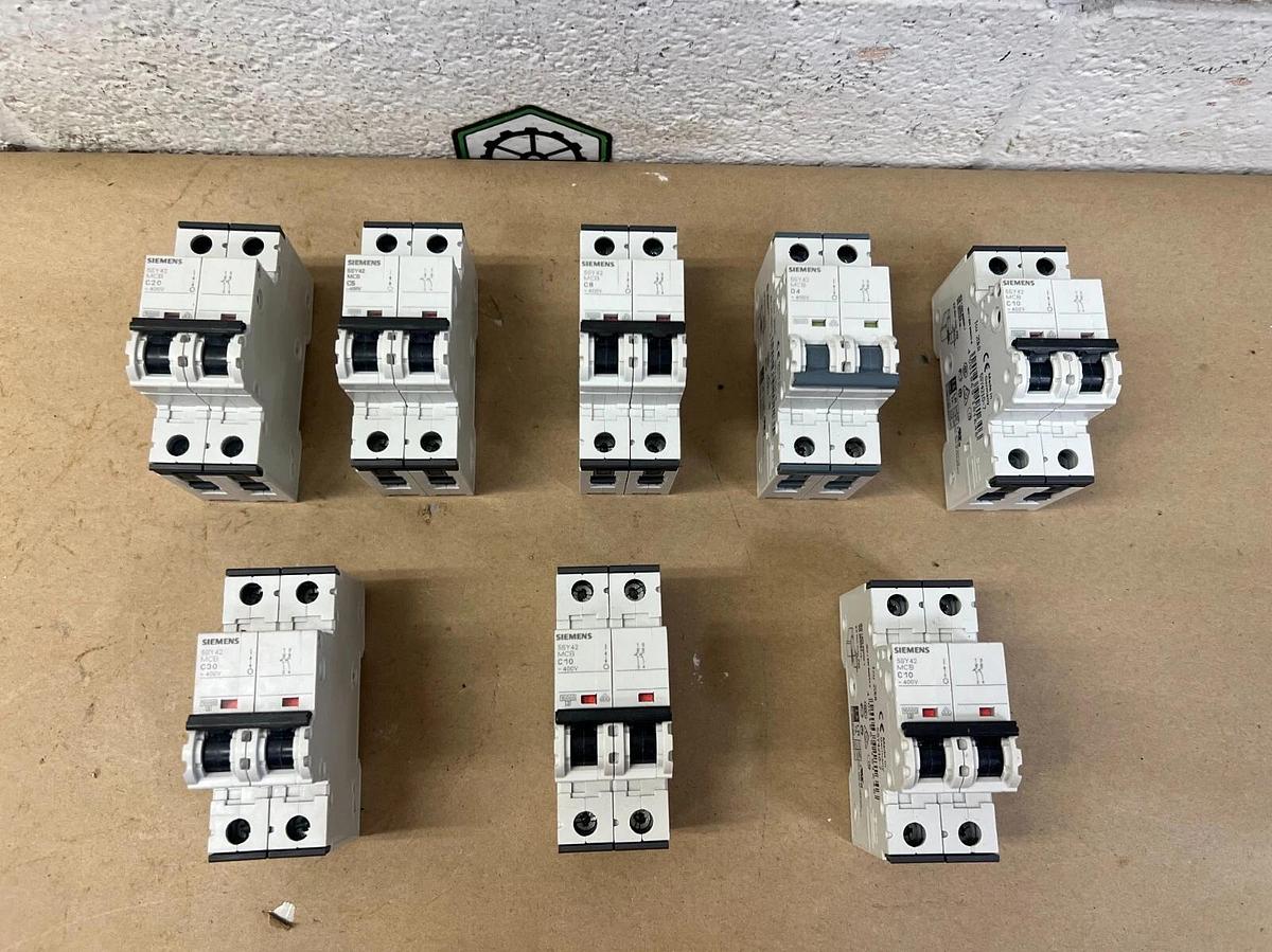 Used Siemens 5SY42 2 Pole Circuit Breaker - Lot of 8
