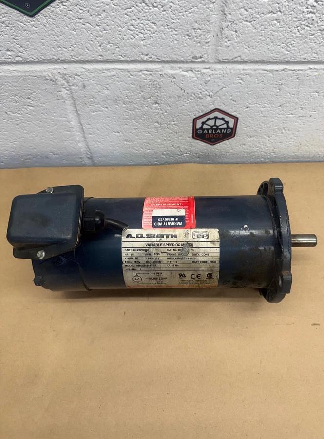 Used AO Smith 22200600 Variable Speed DC Motor, 1/2 Hp @ 1725 RPM, 466053511430A