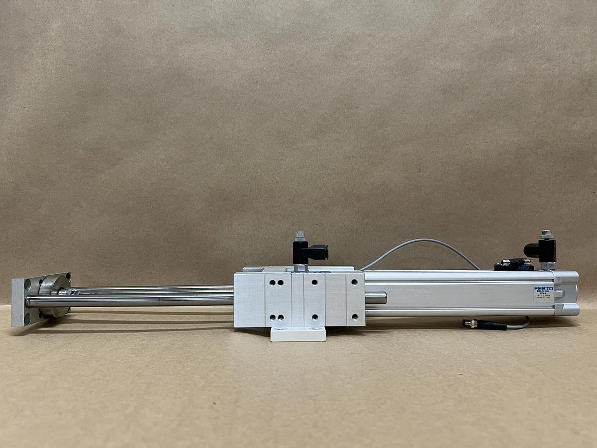 Used Festo FENG-32-200-KF Guided Pneumatic Cylinder Unit w/ DNC-32-200-PPV-A Cylinder
