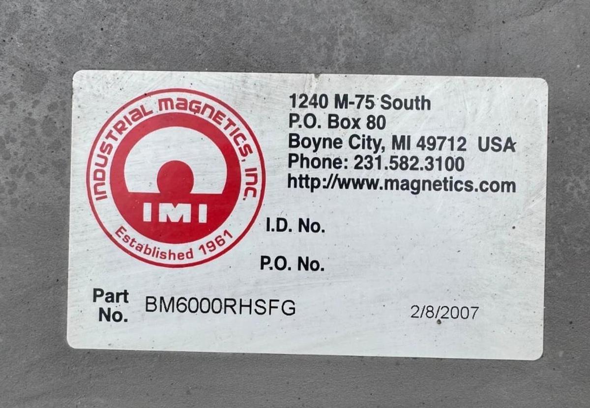 Used Industrial Magnetics BM6000RHSFG Bullet Magnet