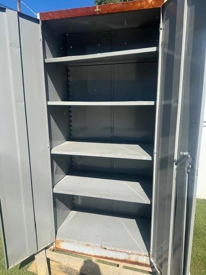 Used Industrial Storage Cabinet 2-Door, 4-Shelf Cabinet W:36” D:20” H:72” w/Mirror