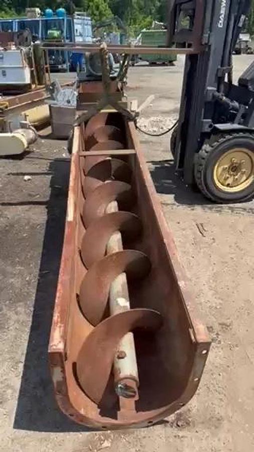 Used Industrial Screw Conveyor 16” Stick, 12’ L, 17” Trough 15Hp Motor 9.23:1 Gearbox