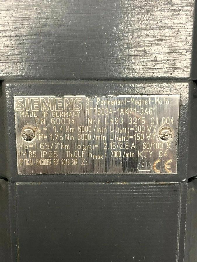 Used Siemens 1FT6034-1AK71-3AG1 Servo Motor