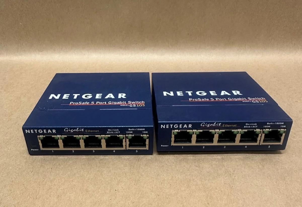 Used NETGEAR GS105 Prosafe 5 Port Gigabit Switch *NEW* Lot of 2