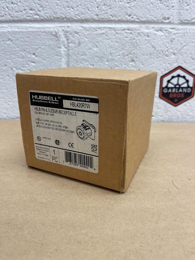 Used Hubbell HBL420R7W Pin & Sleeve Receptacle, 20A, 480VAC, 3 Phase