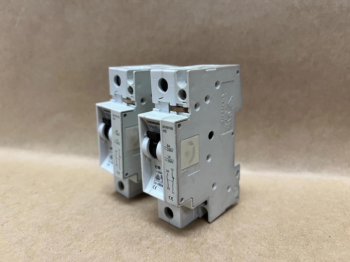 Used Siemens 5SX21 B6, C10, 230/400V, Circuit Breaker - Lot of 2