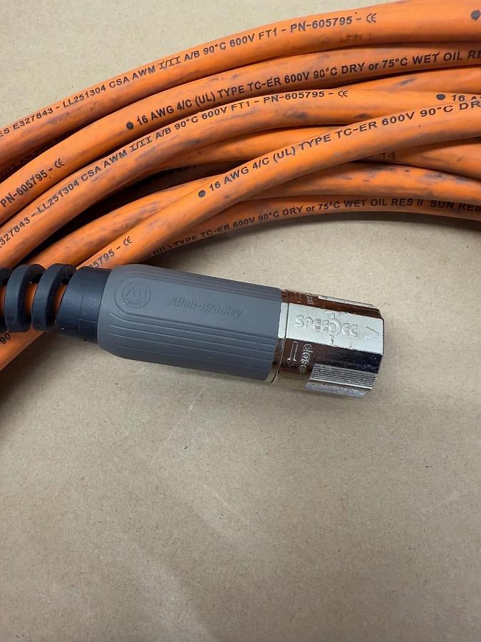 Used Allen-Bradley 2090-CPWM7DF-16AA25 Power/Feedback Cable, Ser A, 16 AWG, 22m