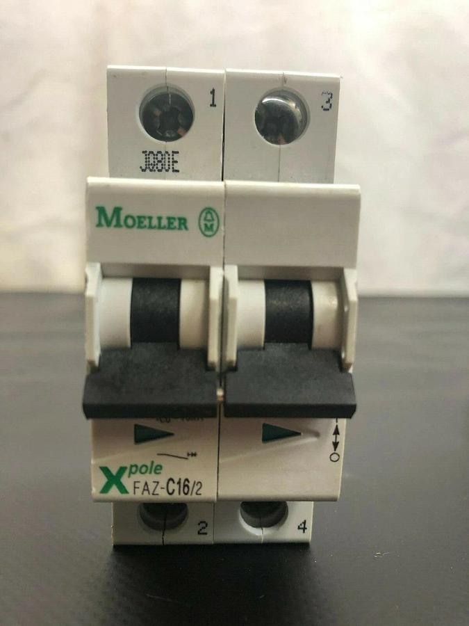 Used Moeller FAZ-C16/2 Thermal Magnetic Circuit Breakers (LOT of 2)