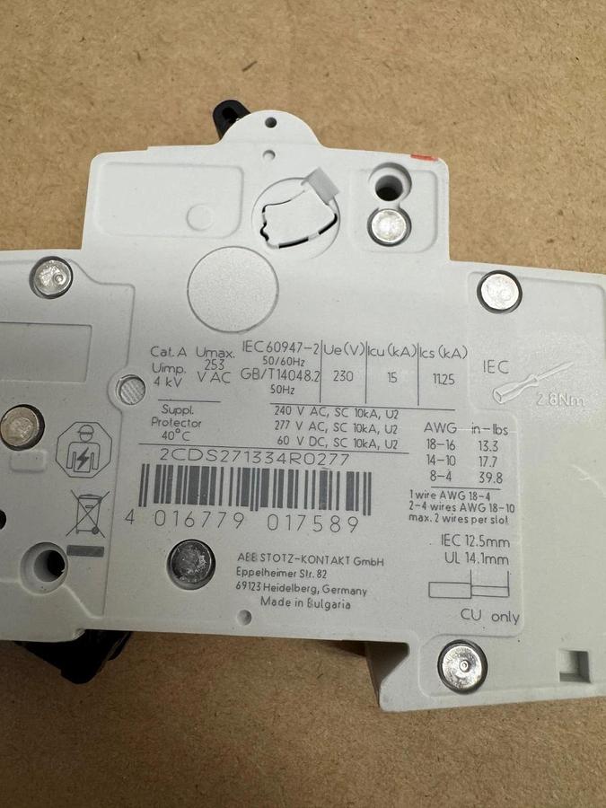 Used ABB ST201M-K2 Single Pole Circuit Breaker, Qty 10 *NEW*