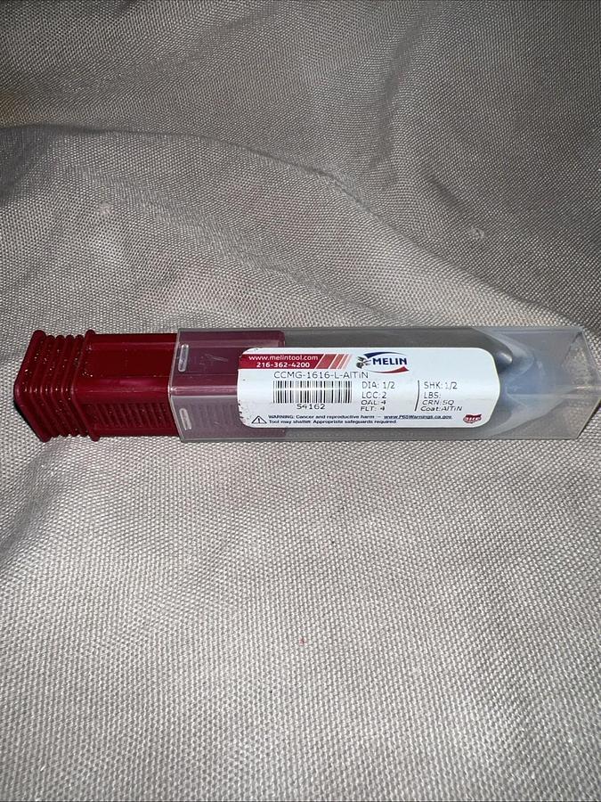 Melin (Tool Company) CC-1616-R060, 1/2x1/2, 4F .060, Crnr Rad, Cobalt End Mill