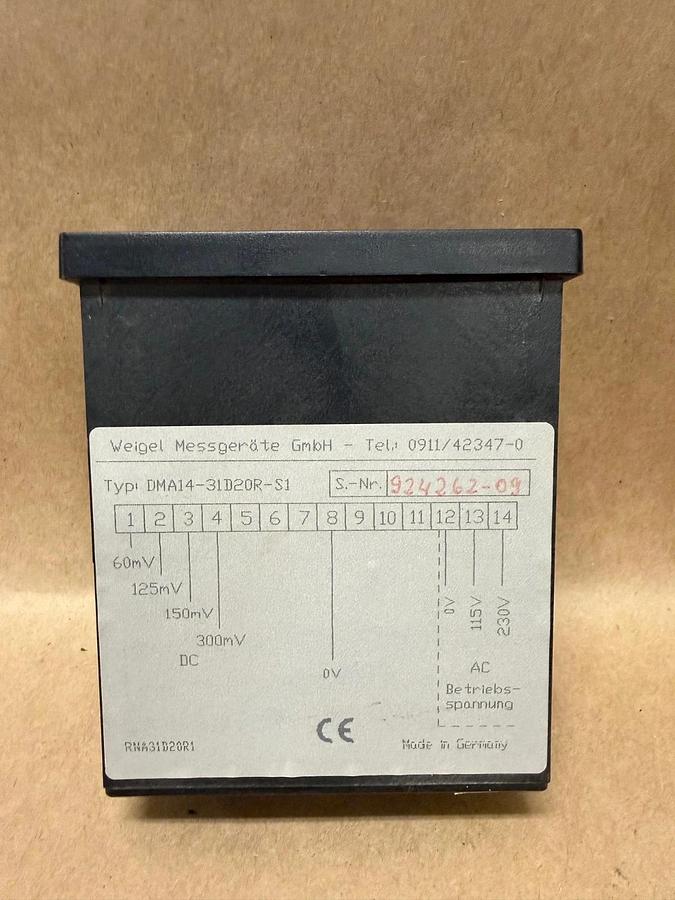 Used Weigel Messgerate DMA14-31D20R-S1 Measuring Device