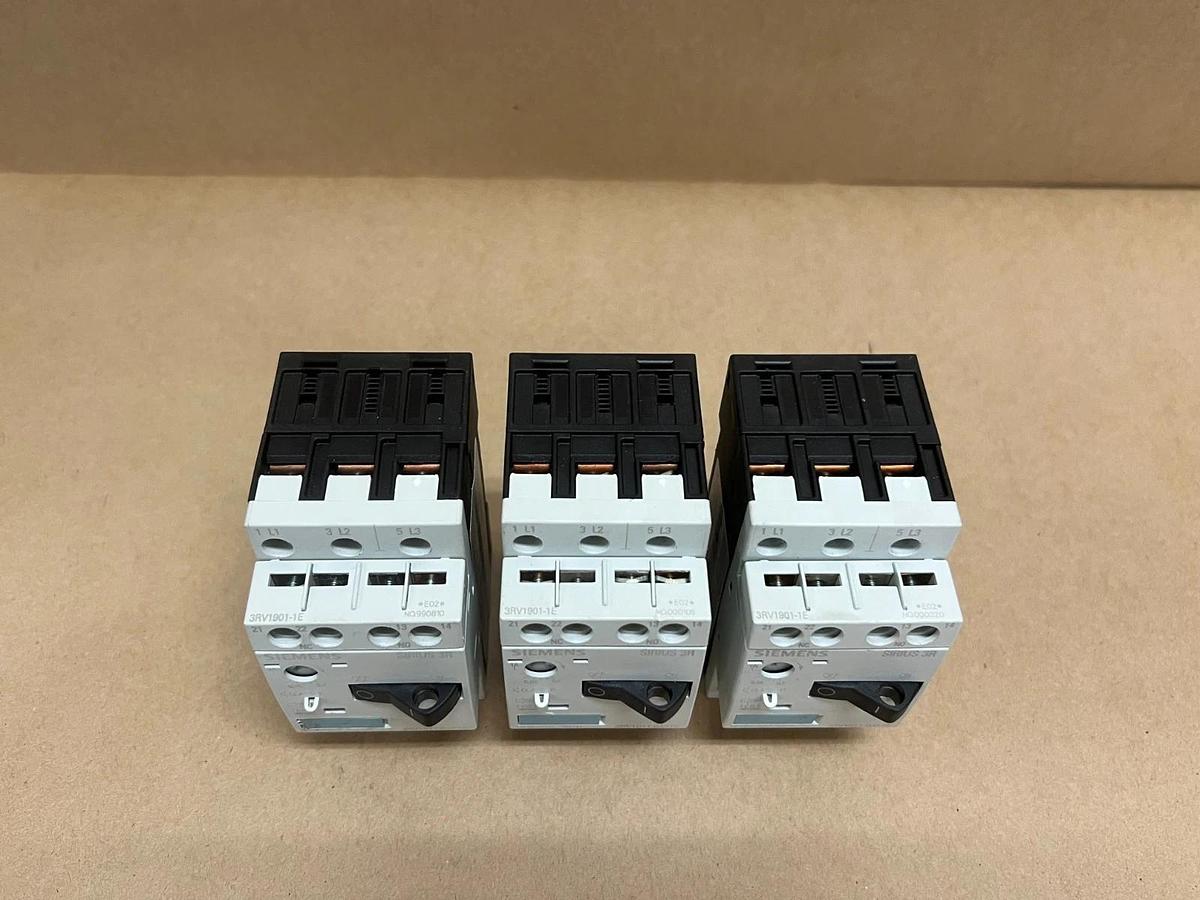 Used Siemens 3RV1011-0JA10 Sirius 3R Motor Starter Circuit Breaker- Lot of 3