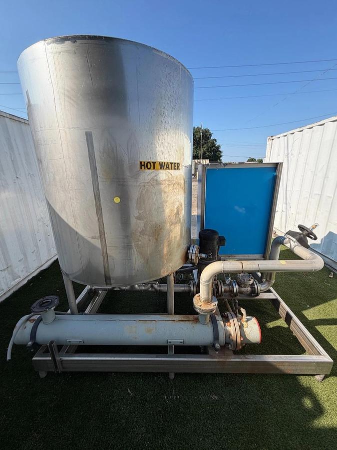 Used Industrial Hot-Water Sanitation/ Heating Skid, 594 Gallon Tank