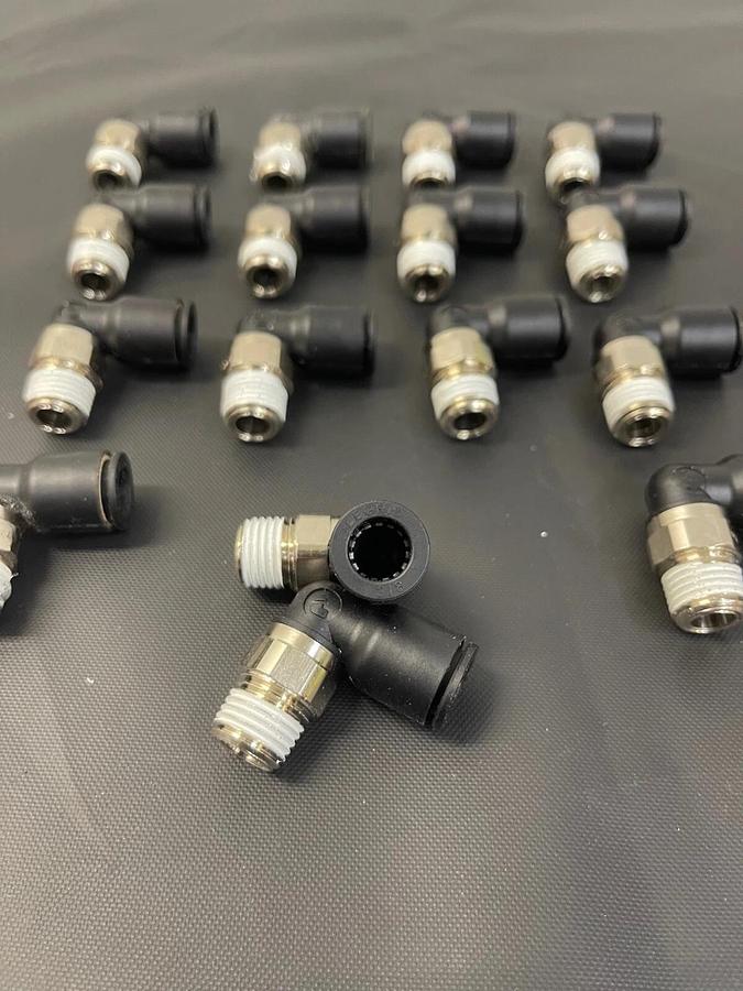 Used Legris Push-to-Connect Tube Fitting, Male Elbow, 1/4” Thread, 3/8" OD, 290 PSI