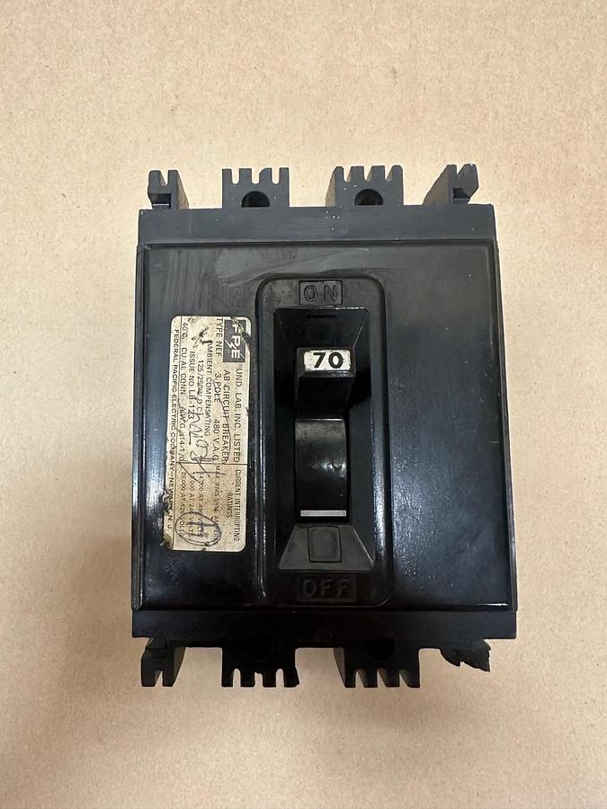 Used Federal Pacific Electric Company NEF 70A 3 Pole Circuit Breaker