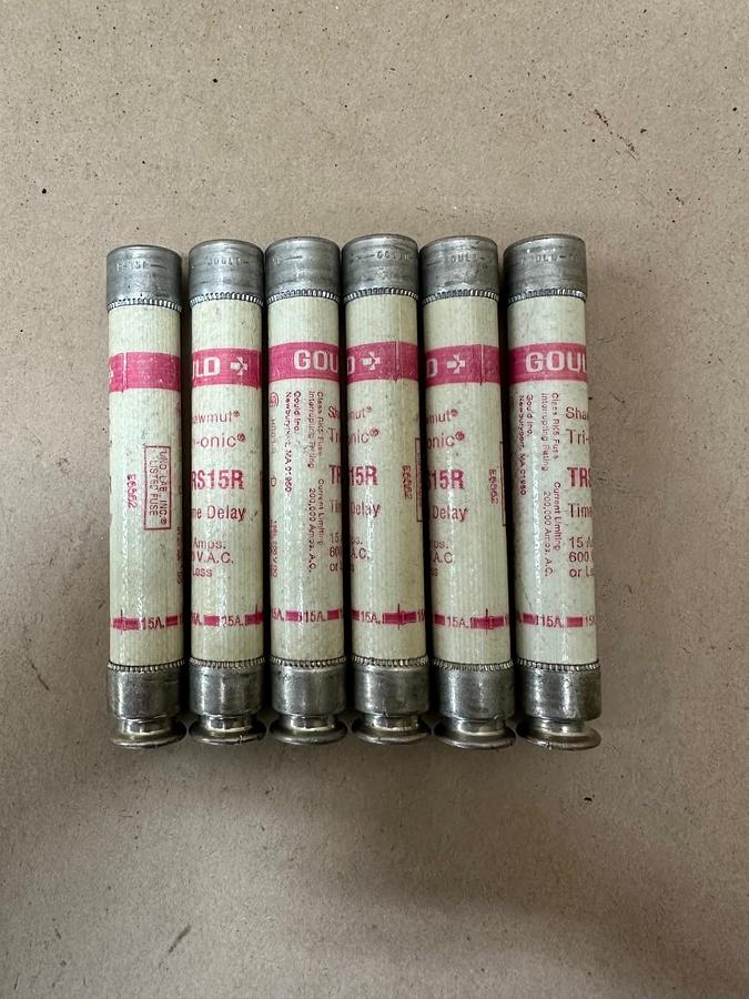 Used Gould TRS15R Time Delay 15A Fuse - Lot of 6