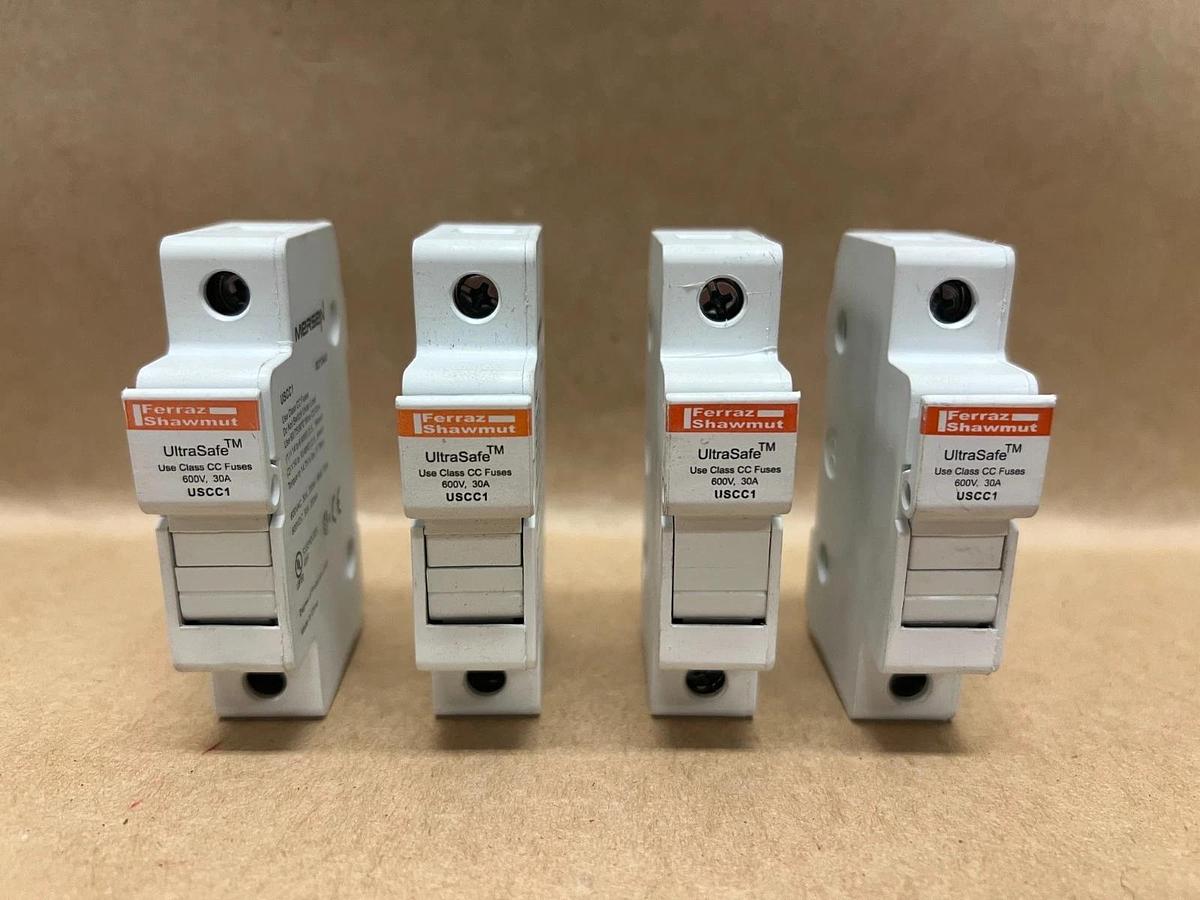 Used Ferraz Shawmut USCC1 UltraSafe 600V, 30A Fuse Holder - Lot of 4