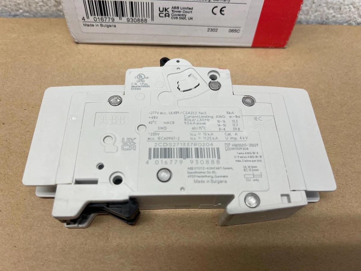 Used ABB 2CDS 271337 R0204 Circuit Breaker, 1 Pole, 20 Amp, SU 201M-C20 *NEW*