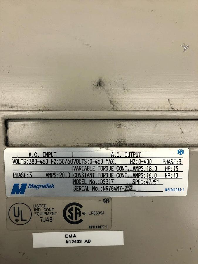 Used Magnetek DS317 GDP503 AC Drive, 3 Phase, 380-460V