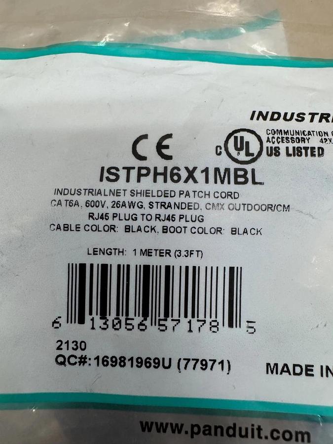 Used Panduit ISTPH6X1MBL Net Shielded Patchcord 600V RJ45 to RJ45 Black (Qty 3) *NEW*