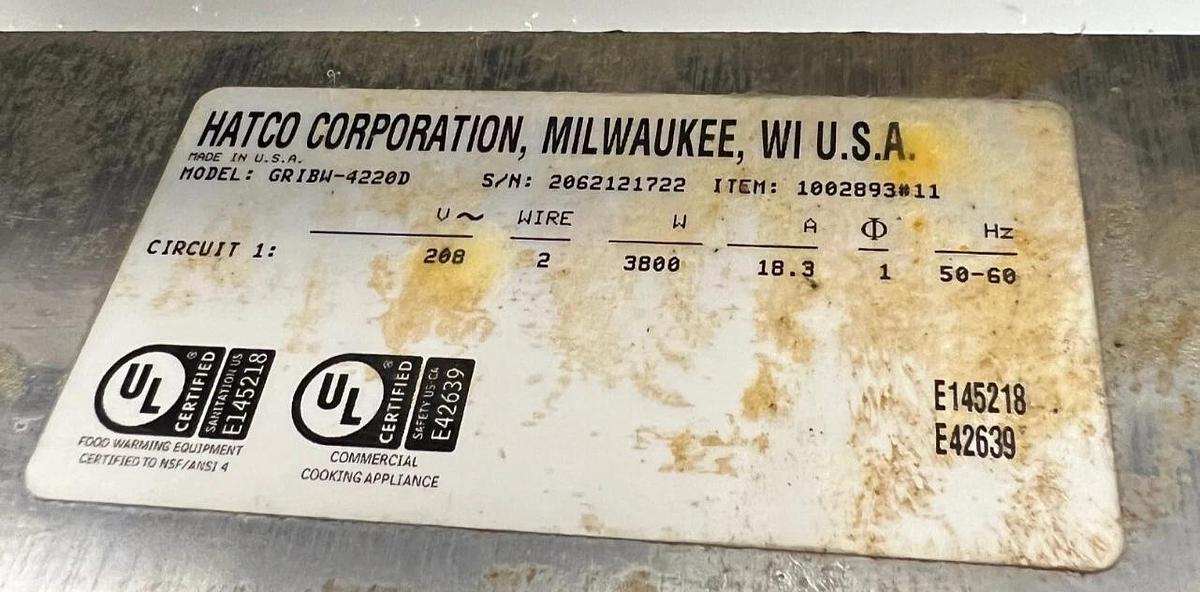 Used Hatco GLO-RAY GRIBW-4220D Pass Through Food Warming Shelf