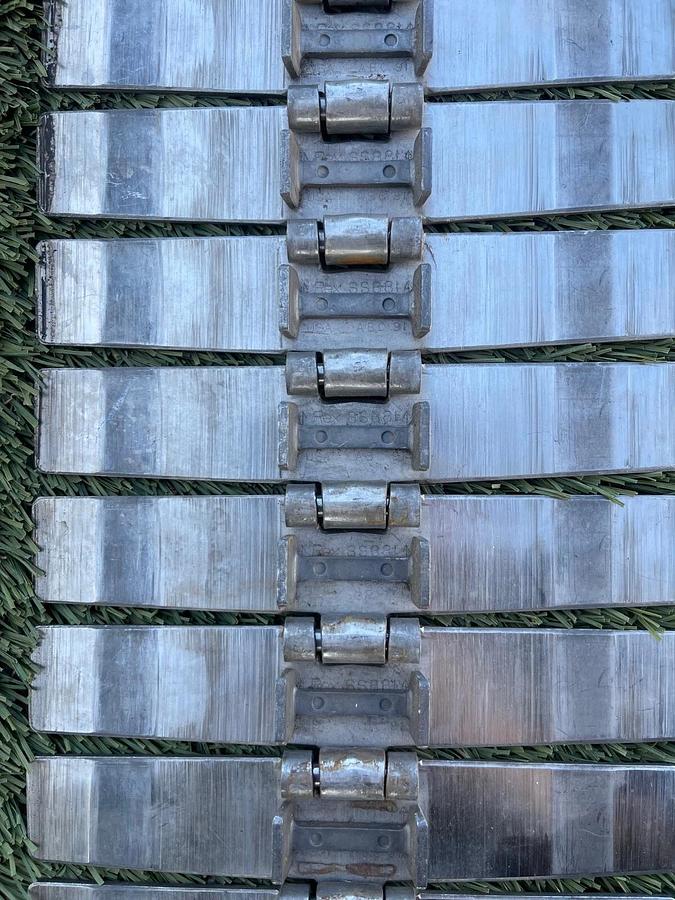 Used Rexnord SS881 BC 91 Stainless Steel Side Flexing Tabletop Chain L:186.5” W:7.5"