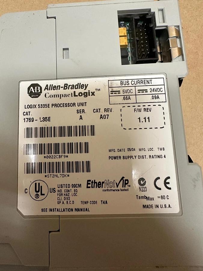 Used Allen Bradley 1769-L35E Ser A Ethernet Processor