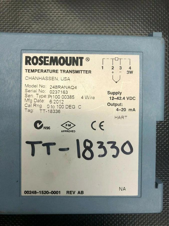 Used Rosemount 248RANAQ4 Temperature Transmitter